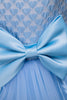 Load image into Gallery viewer, Blue Round Neck Tulle Long Girls&#39; Dress