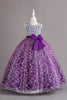 Load image into Gallery viewer, Burgundy Glitter Sleeveless Long Girls&#39; Dress