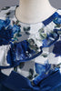 Load image into Gallery viewer, Blue Flower Tulle Long Girls&#39; Dress With Ruffles