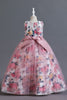 Load image into Gallery viewer, Blue Flower Tulle Long Girls&#39; Dress With Ruffles