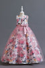 Load image into Gallery viewer, Blue Flower Tulle Long Girls&#39; Dress With Ruffles