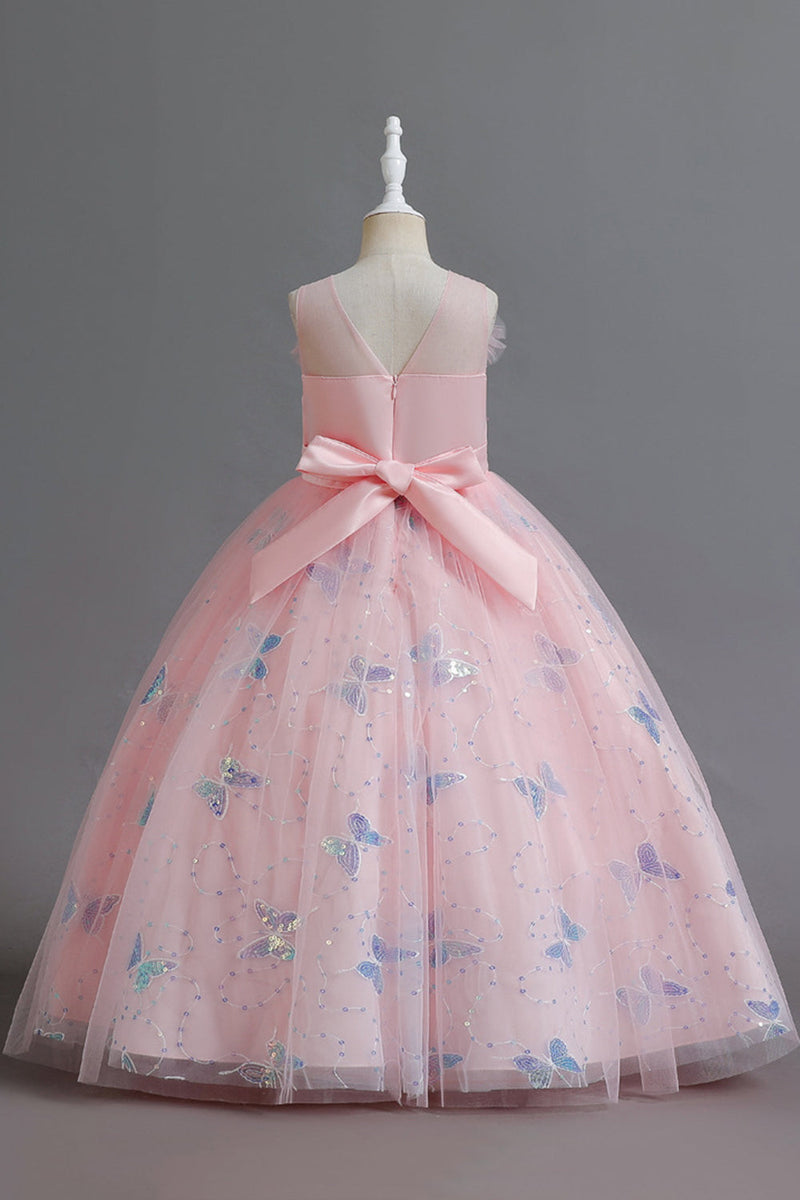 Load image into Gallery viewer, White Sleeveless Girl&#39;s Party Dress with Buttflies
