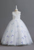 Load image into Gallery viewer, White Sleeveless Girl&#39;s Party Dress with Buttflies