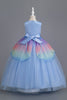 Load image into Gallery viewer, Sleeveless Blue Tulle Girl&#39;s Party Dress
