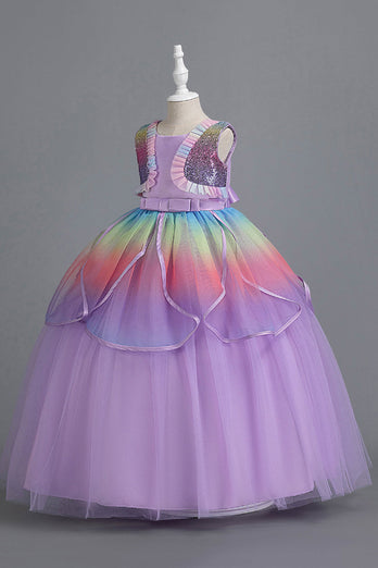 Sleeveless Blue Tulle Girl's Party Dress