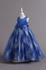 Load image into Gallery viewer, Blue Satin Flower Girl Dress with Beading