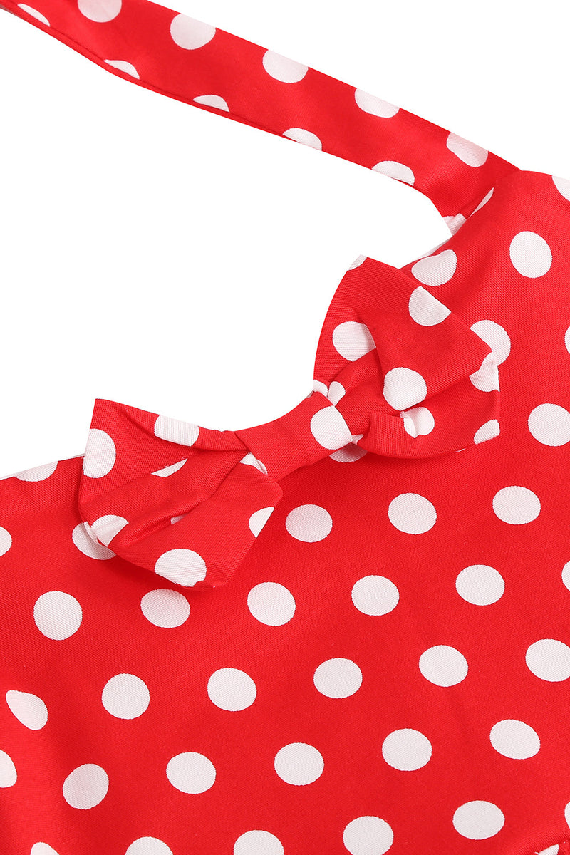 Load image into Gallery viewer, Halter Red Vintage Polka Dot 50&#39;s Girls Dress with Bow