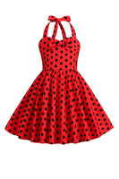 Load image into Gallery viewer, Halter Polka Dot Red Vintage Girls Dress