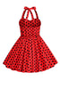 Load image into Gallery viewer, Halter Polka Dot Red Vintage Girls Dress