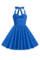 Load image into Gallery viewer, Halter Red Vintage Girls Dress with Bow