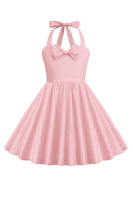 Load image into Gallery viewer, Halter Red Vintage Girls Dress with Bow