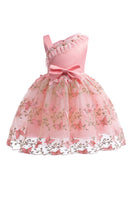 Load image into Gallery viewer, A Line Pink Bow Girls Dress With Appliques