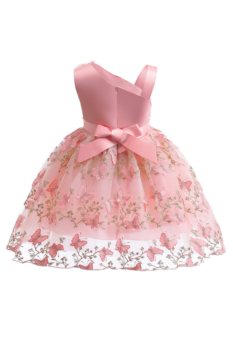 Load image into Gallery viewer, A Line Pink Bow Girls Dress With Appliques