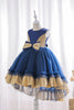 Load image into Gallery viewer, High Low Royal Blue Tulle Girls Dress With Pearls