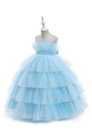 Load image into Gallery viewer, Pink Tulle A Line Flower Girl Dress with Bow
