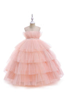 Load image into Gallery viewer, Pink Tulle A Line Flower Girl Dress with Bow