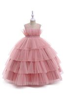 Load image into Gallery viewer, Pink Tulle A Line Flower Girl Dress with Bow