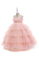 Load image into Gallery viewer, Pink Tulle A Line Flower Girl Dress with Bow