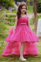 Load image into Gallery viewer, A Line Removable Hot Pink Girl&#39;s Party Dress