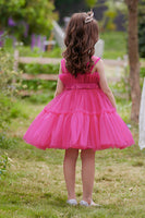 Load image into Gallery viewer, A Line Removable Hot Pink Girl&#39;s Party Dress