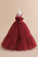 Load image into Gallery viewer, White Straplee Tulle A Line Flower Girl Dress with Bow