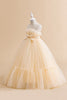 Load image into Gallery viewer, White Straplee Tulle A Line Flower Girl Dress with Bow