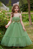 Load image into Gallery viewer, White Straplee Tulle A Line Flower Girl Dress with Bow