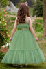 Load image into Gallery viewer, White Straplee Tulle A Line Flower Girl Dress with Bow