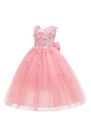 Load image into Gallery viewer, White Weeding Flower Girl Dress with Bow