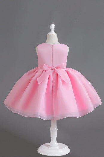 Pink A Line Flower Girl Dress with 3D Flowers