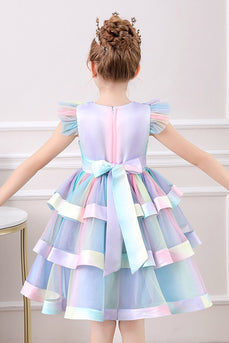 Rainbow Tulle Layered Girl's Party Dress