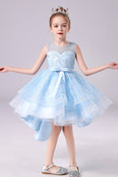 Load image into Gallery viewer, White High-low Flower Girl Dress with Bow