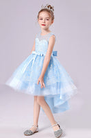 Load image into Gallery viewer, White High-low Flower Girl Dress with Bow