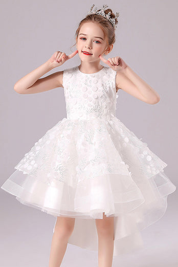 White high low sales flower girl dress