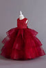 Load image into Gallery viewer, A Line Tulle Burgundy Sleeveless Girls Dresses With Bow
