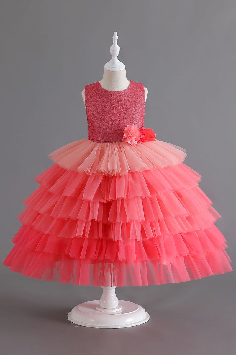 Load image into Gallery viewer, Royal Blue Sleeveless A Line Girls Dresses With 3D Flowers