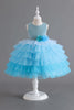 Load image into Gallery viewer, Royal Blue Sleeveless A Line Girls Dresses With 3D Flowers