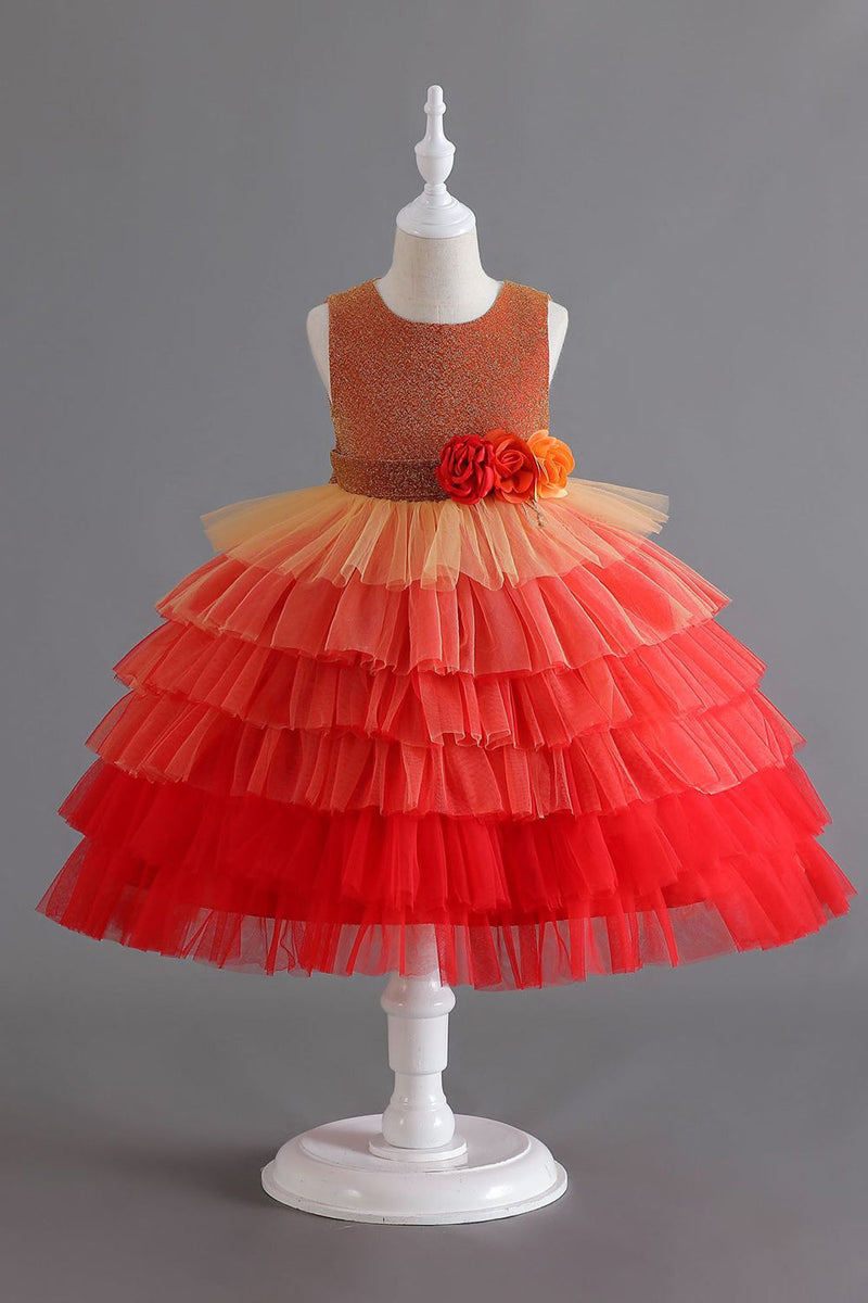 Load image into Gallery viewer, Royal Blue Sleeveless A Line Girls Dresses With 3D Flowers