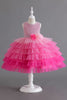 Load image into Gallery viewer, Royal Blue Sleeveless A Line Girls Dresses With 3D Flowers