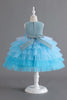 Load image into Gallery viewer, Royal Blue Sleeveless A Line Girls Dresses With 3D Flowers