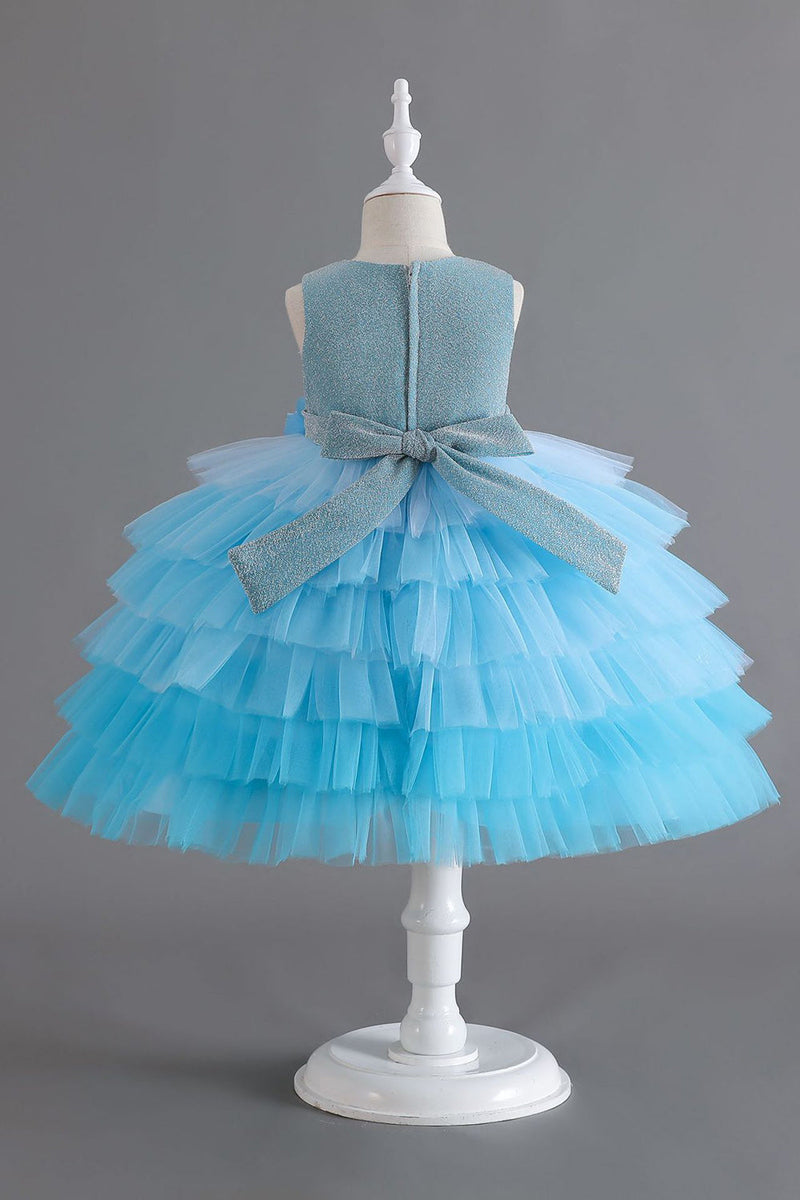 Load image into Gallery viewer, Royal Blue Sleeveless A Line Girls Dresses With 3D Flowers