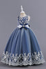 Load image into Gallery viewer, Pink Sleeveless Round Neck Applique Girls Dresses With Bowknot