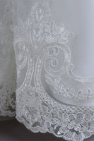 Load image into Gallery viewer, White Sequins Lace A Line Girls Dresses With Bow