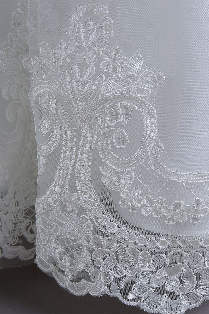 Load image into Gallery viewer, White Sequins Lace A Line Girls Dresses With Bow