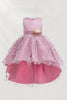 Load image into Gallery viewer, Pink High Low Appliques Sleeveless Girls Dresses With Bow