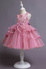 Load image into Gallery viewer, Pink A Line Appliques Sleeveless Round Neck Girls Dresses