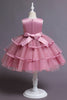 Load image into Gallery viewer, Pink A Line Appliques Sleeveless Round Neck Girls Dresses