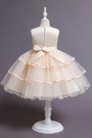 Load image into Gallery viewer, Pink A Line Appliques Sleeveless Round Neck Girls Dresses