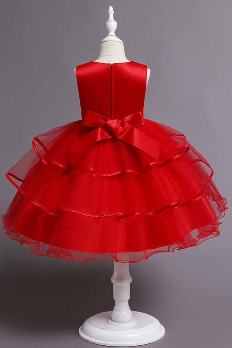 Load image into Gallery viewer, Pink A Line Appliques Sleeveless Round Neck Girls Dresses