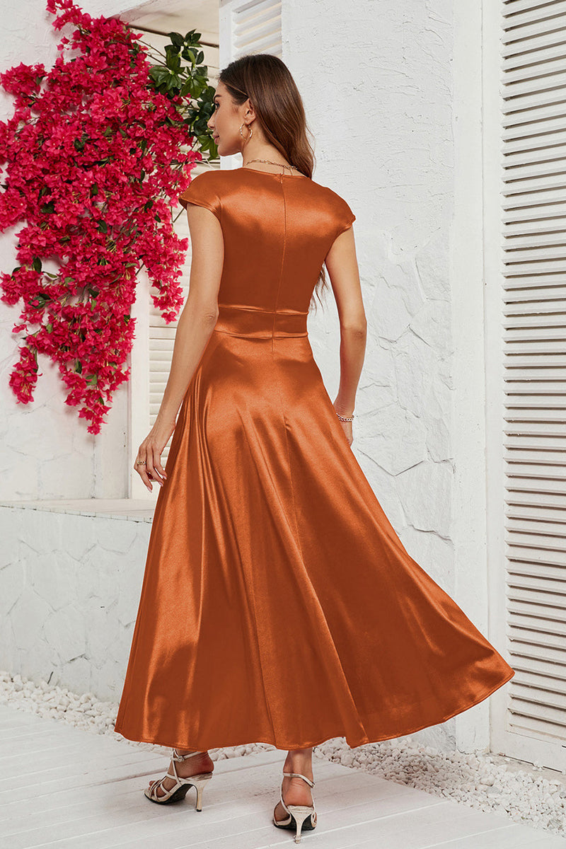 Load image into Gallery viewer, Red Deep V-neck Cap Sleeves Party Dress